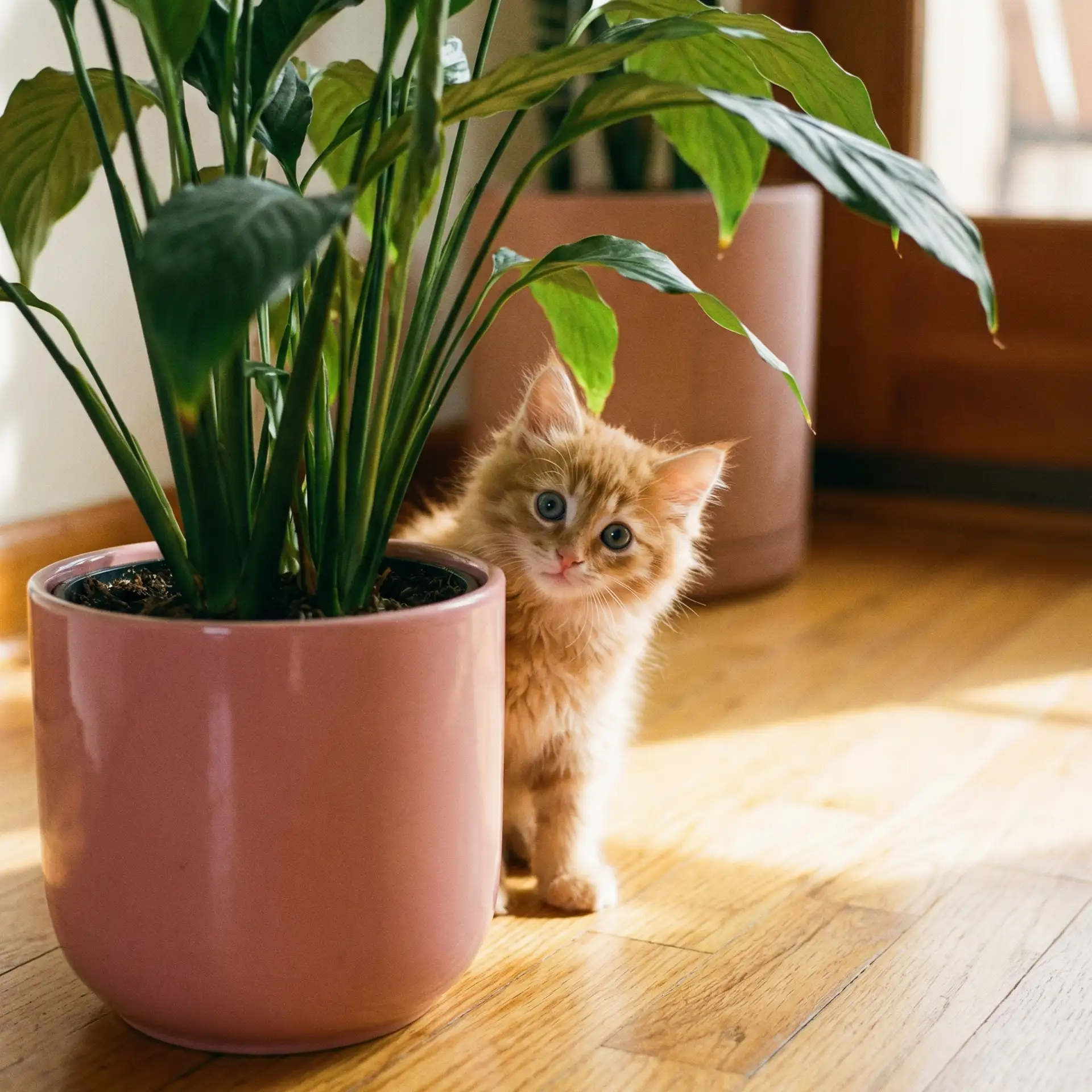小猫从花盆后探头 - 激情深爱网